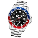Stuhrling 3965 2 Aquadiver  Quartz GMT Date Stainless Steel Bracelet Mens Watch