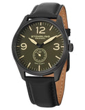 Stuhrling Original 931 02 Aviator  Quartz Black Leather Strap Mens Watch