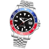 Stuhrling 3968 2 Aquadiver  Quartz GMT Date Stainless Steel Mens Watch