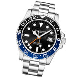 Stuhrling 3965 1 Aquadiver  Quartz GMT Date Stainless Steel Bracelet Mens Watch