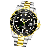 Stuhrling 3965 3 Aquadiver  Quartz GMT Date Stainless Steel Bracelet Mens Watch