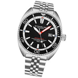 Stuhrling 1008 02  Automatic Depthmaster Diver Black Dial Date Mens Watch