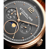 Stuhrling Original 898 04 Celestia Moon Phase Day Date Brown Leather Strap Watch