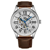 Stuhrling Original 3942 1 Automatic Skeleton Brown Leather Strap Mens Watch