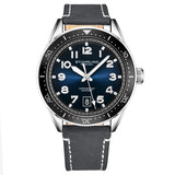 Stuhrling 3989 6 Monaco Quartz Date Gray Leather Strap Mens Watch