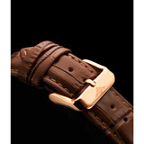 Stuhrling 3997 7 Quartz Date Brown Embossed Leather Strap Mens Watch