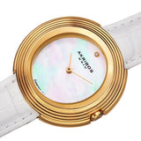 Akribos XXIV AK876WTG Diamond Marker Mother of Pearl Dial White Womens Watch