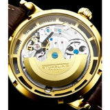 Stuhrling 371A 03 Luciano Automatic Skeleton Dual Time AM/PM Leather Mens Watch