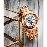 Stuhrling 3964 3 Automatic Skeleton Black Stainless Steel Bracelet Mens Watch