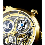 Stuhrling 371A 03 Luciano Automatic Skeleton Dual Time AM/PM Leather Mens Watch