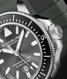 Stuhrling 935 03 Pro Sport Diver Maritimer Grey Rubber Strap Grey Dial Mens Watch