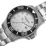 Akribos XXIV AK674SS Swiss Quartz Date Black Bezel Silvertone Mens Watch