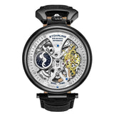 Stuhrling 3920 4  Legacy Automatic Skeleton Dual Time Black Leather Mens Watch
