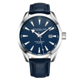 Stuhrling 3953L 2 Symphony Quartz Date Blue Leather Strap Mens Watch