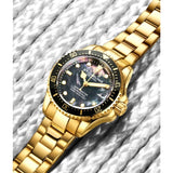 Stuhrling 3950L 4 Black Mother of Pearl Date Stainless Steel Womens Watch