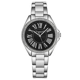 Stuhrling 4025 1 Quartz Crystal Accented Black Dial Bracelet Womens Watch