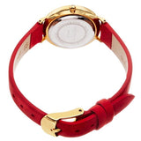 Akribos XXIV AK882BUR Diamond Markers Red Leather Strap Goldtone Womens Watch