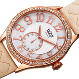 Burgi BUR141NU Diamond Accented MOP Crystal Accented Quilted Leather Strap Womens Watch