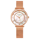 Stuhrling 3993 4 Mother of Pearl Crystal Accented Stainless Steel Womens Watch