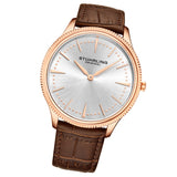 Stuhrling 3984 5 Symphony Classic Brown Leather Strap Mens Watch