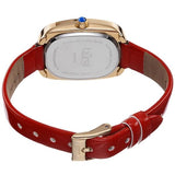 Burgi BUR111RD Swiss Quartz Crystal Bezel Red Strap Goldtone Womens Watch