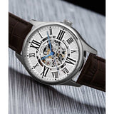 Stuhrling Original 3942 1 Automatic Skeleton Brown Leather Strap Mens Watch
