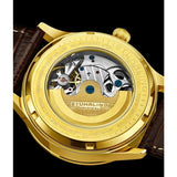 Stuhrling 925 02 Radiant Automatic Skeleton AM PM Brown Leather Mens Watch