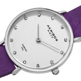 Akribos XXIV AK882PU Diamond Markers Purple Leather Strap Womens Watch