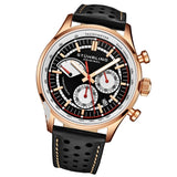 Stuhrling Original 934 03 Tachymeter Date Quartz Black Leather Mens Watch