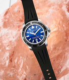 Stuhrling 935 02 Pro Sport Diver Maritimer Black Rubber Strap Blue Dial Mens Watch