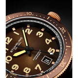 Stuhrling 3989 4 Monaco Quartz Date Black Leather Strap Mens Watch