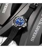 Stuhrling 935 02 Pro Sport Diver Maritimer Black Rubber Strap Blue Dial Mens Watch