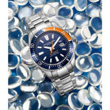 Stuhrling 3950A 12 Aquadiver Date Stainless Steel Bllue Dial Mens Watch