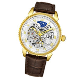 Stuhrling 3983 2 Automatic Skeleton Brown Leather Strap Mens Watch