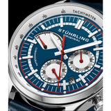 Stuhrling Original 934 02 Tachymeter Date Quartz Blue Leather Mens Watch