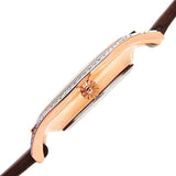 Akribos XXIV AK896BR Quartz Diamond Bezel Brown Leather Strap Womens Watch