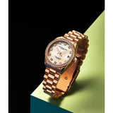 Stuhrling Original 3936 4 Quartz Date Crystal Accented Link Bracelet Womens Watch
