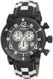 Akribos AK612BK Swiss Quartz Chronograph Date Checkered Leather Strap Mens Watch