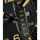 Stuhrling 3916 3 Aviator Day Date Green Leather Strap Mens Watch