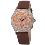 Akribos XXIV AK896BR Quartz Diamond Bezel Brown Leather Strap Womens Watch