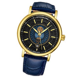 Stuhrling Original 899 04 Duet Day/ Night Blue Leather Strap Watch