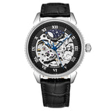 Stuhrling 3983 3 Automatic Skeleton Black Leather Strap Mens Watch