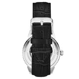 Stuhrling 3983 1 Automatic Skeleton Moon Dial Black Leather Strap Mens Watch