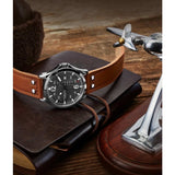 Stuhrling 3916 2 Aviator Day Date Brown Leather Strap Mens Watch