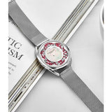 Stuhrling 995M 01 Lily Mother of Pearl Crystal Accented Flower Womens Watch