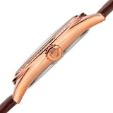 Burgi BUR141RGBR Crystal Accented MOP Dial Quilted Leather Strap Womens Watch