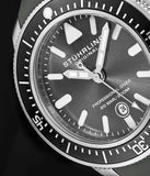 Stuhrling 935 03 Pro Sport Diver Maritimer Grey Rubber Strap Grey Dial Mens Watch