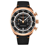Stuhrling 1000 03 Quartz Chronograph Tachymeter Black Leather Strap Mens Watch