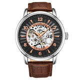 Stuhrling 3973 1 Legacy Automatic Skeleton Brown Leather Strap Mens Watch