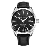 Stuhrling 3953L 1 Symphony Quartz Date Black Leather Strap Mens Watch